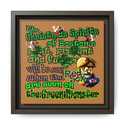 christmas spirits of boston - framed canvas art (light brown)