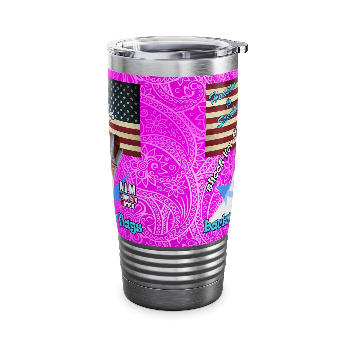 shoot for the stars - Ringneck Tumbler, 20oz (pink swirl)