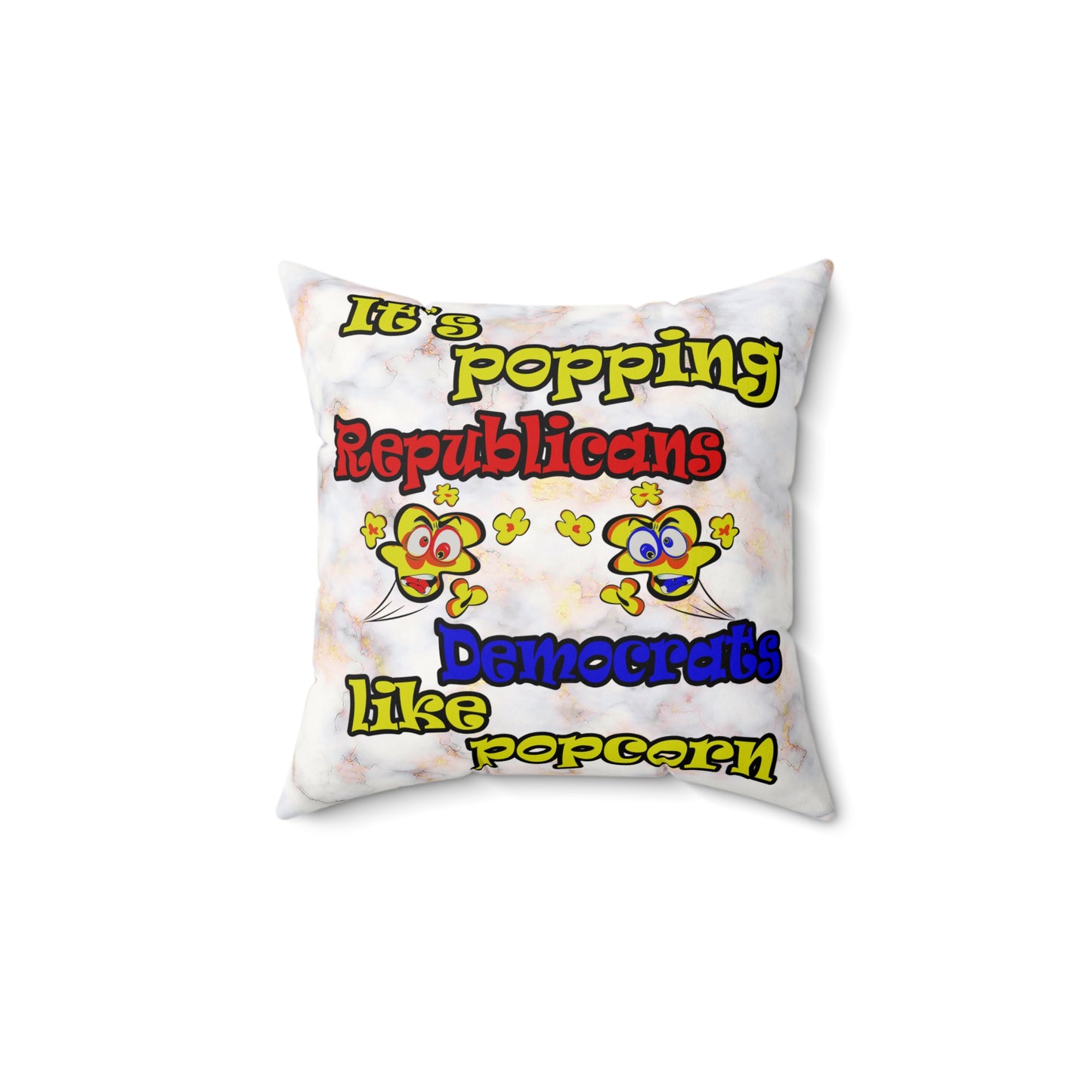 popping like popcorn - Faux Suede Square Pillow - (white marble)