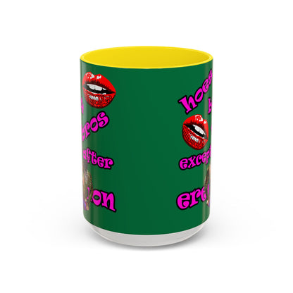 hoes b4 bros - Accent Mug (dark green)