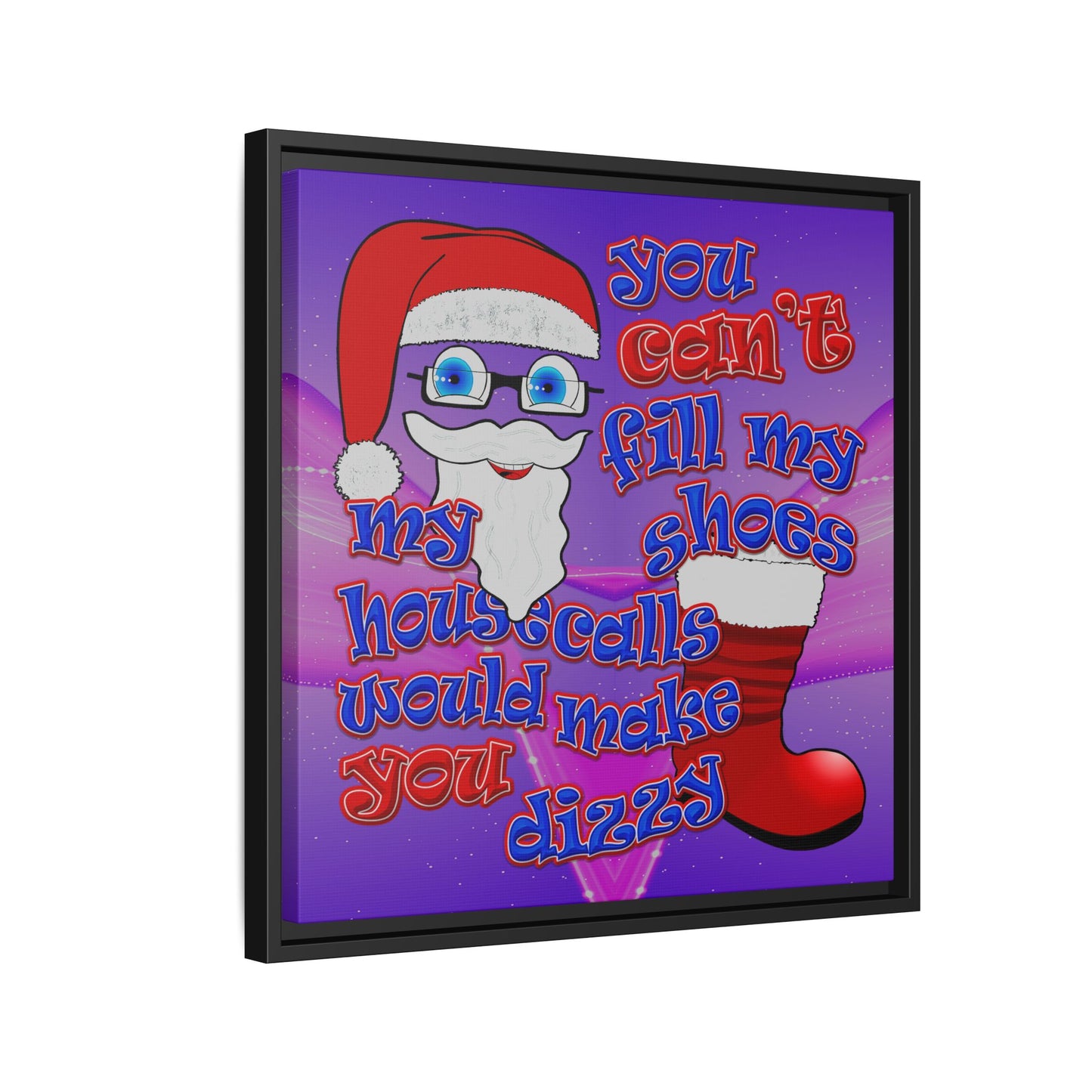 santa's shoes - framed canvas art (purple-pink wave)
