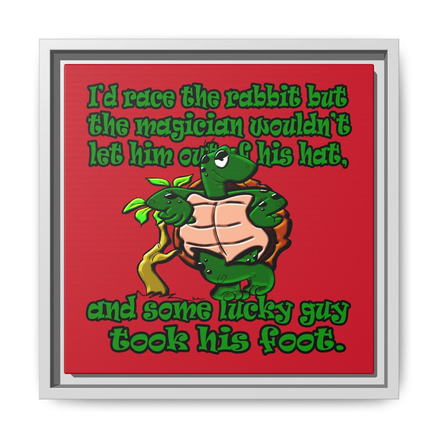 turtle race - framed canvas art (dark red)