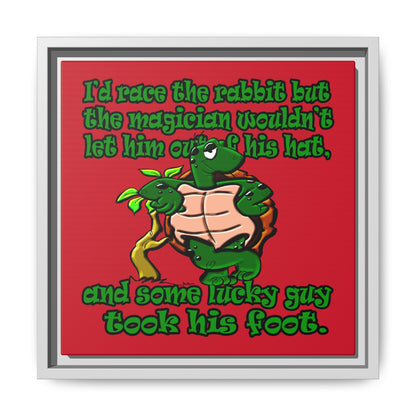 turtle race - framed canvas art (dark red)