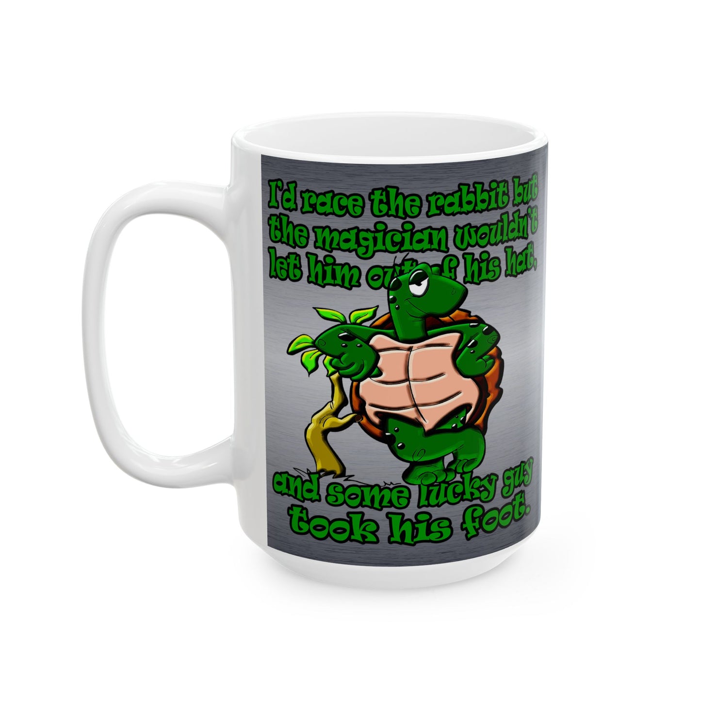 turtle race - White Mug (brushed nickel)