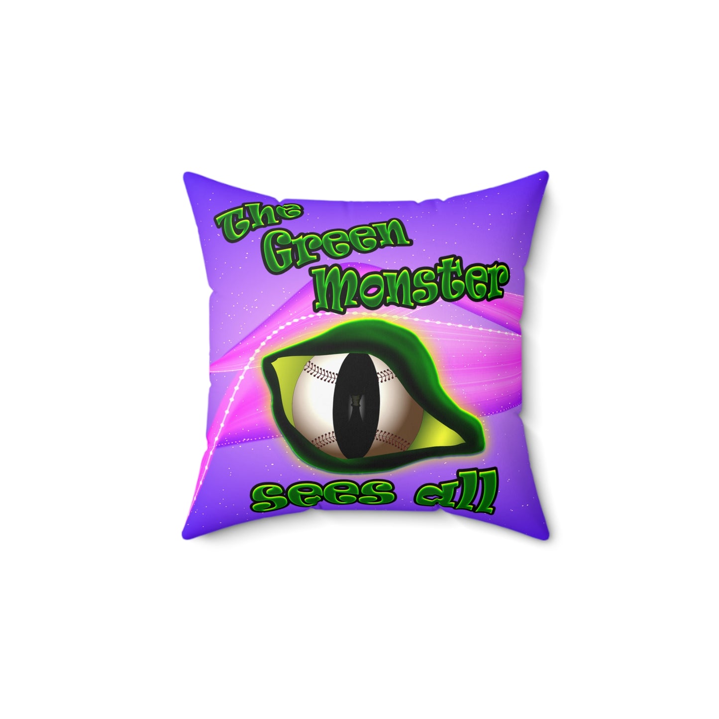 green monster - Spun Polyester Square Pillow - (purple-pink wave)