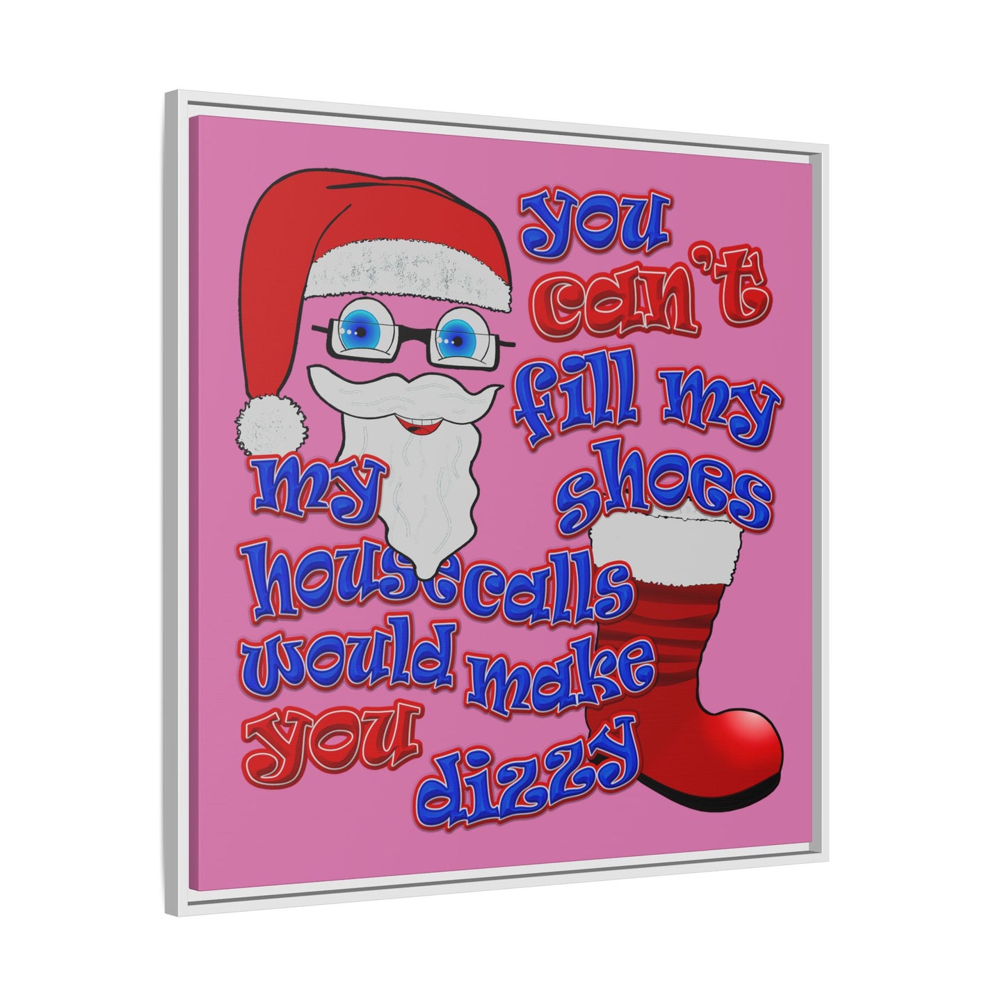 santa's shoes - framed canvas art (light pink)