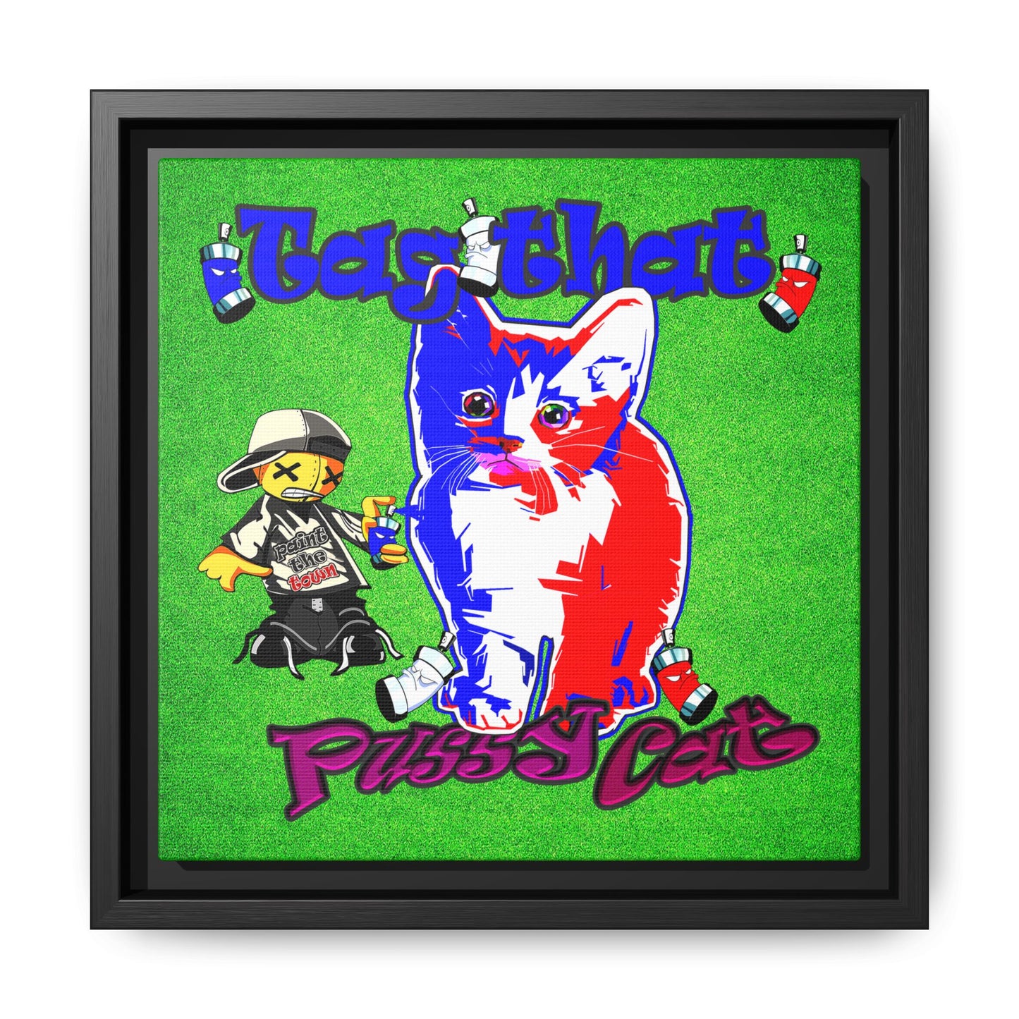 tag that - framed canvas art (green turf)