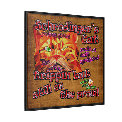 schrodinger's cat - framed canvas art (brown papyrus)