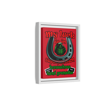 my luck - framed canvas art (dark red)