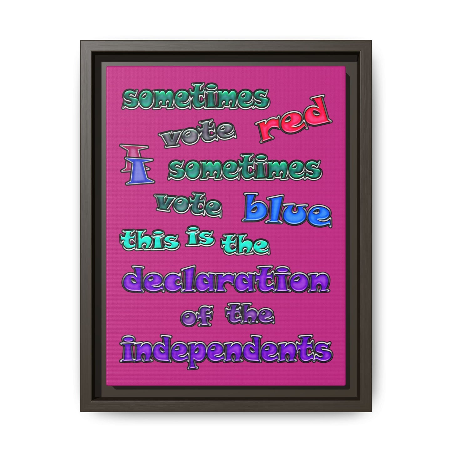 declaration of the independents - framed canvas art (pink)