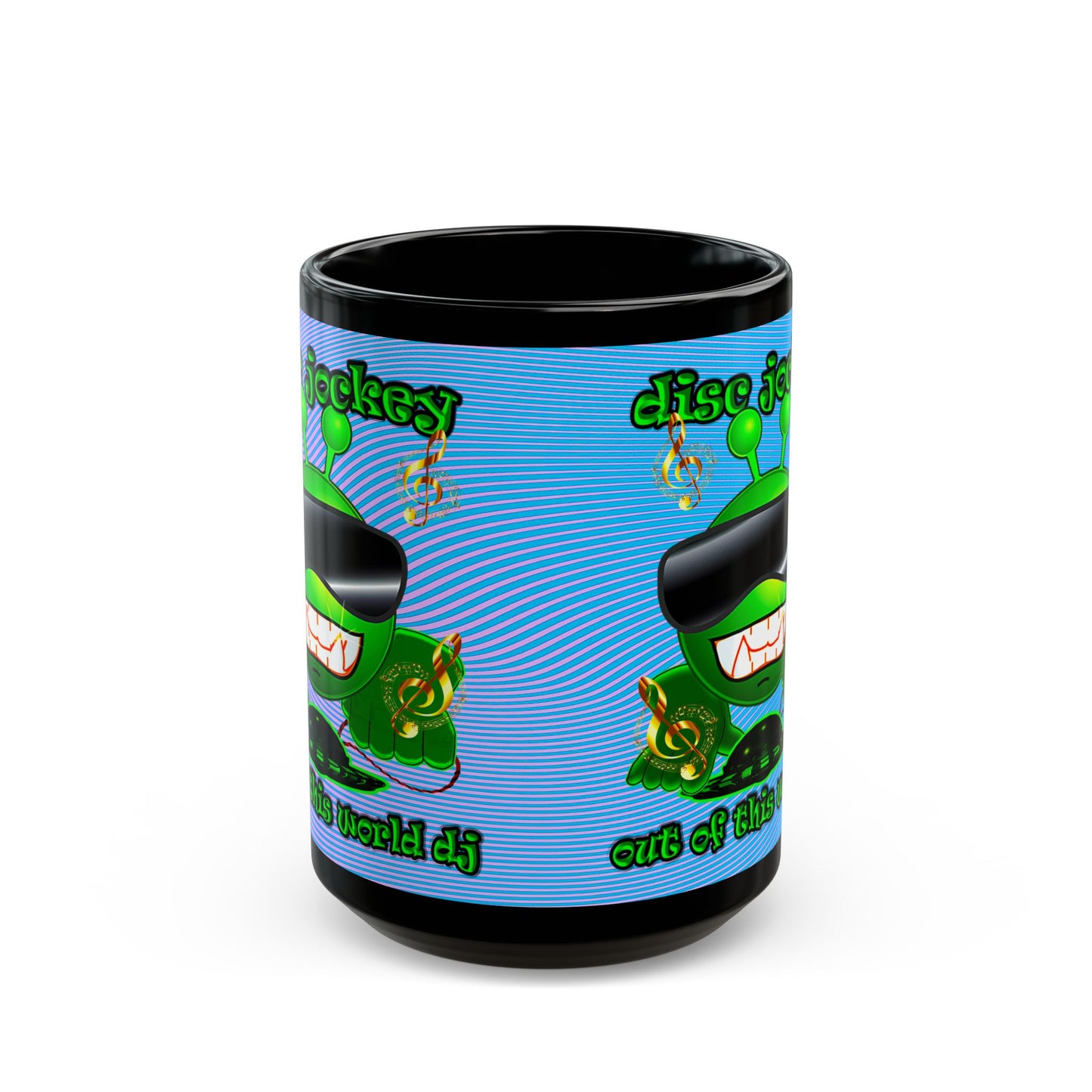 disc jockey - Black Mug (light blue-purple wave)