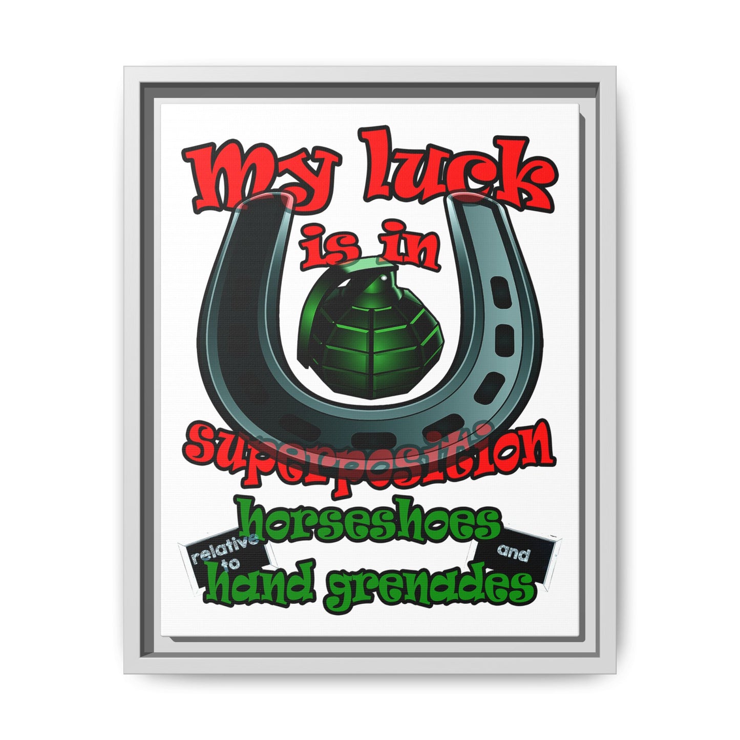 my luck - framed canvas art (white)