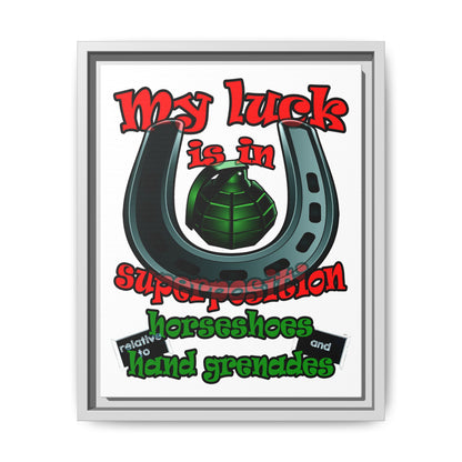 my luck - framed canvas art (white)