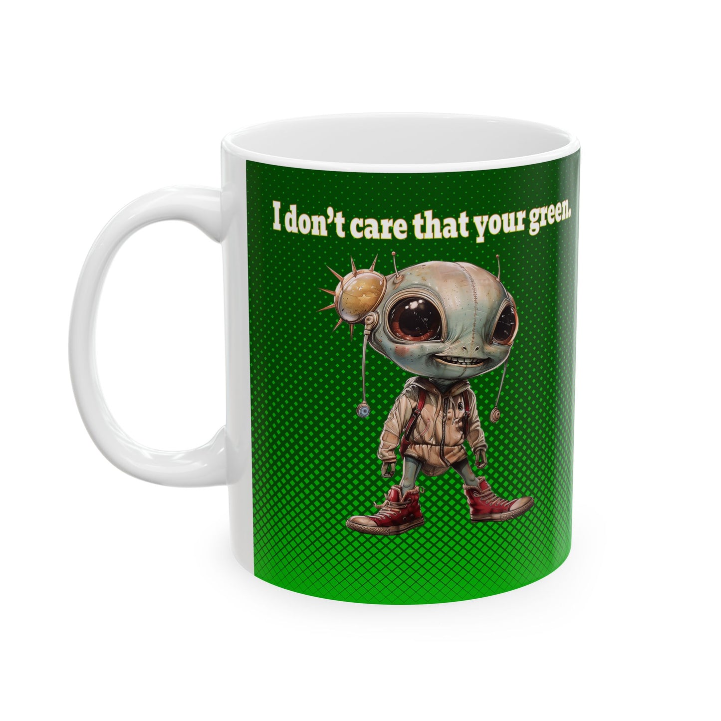 I don't care that your grey - White Mug (logo green)