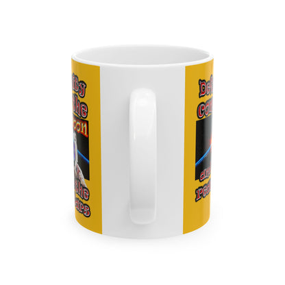 defy conquer reach - White Mug (yellow)