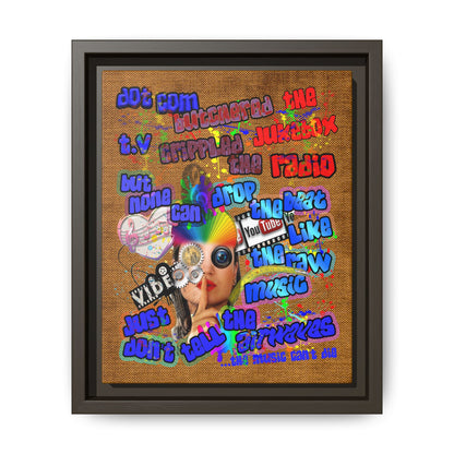 drop the beat - framed canvas art (brown papyrus)