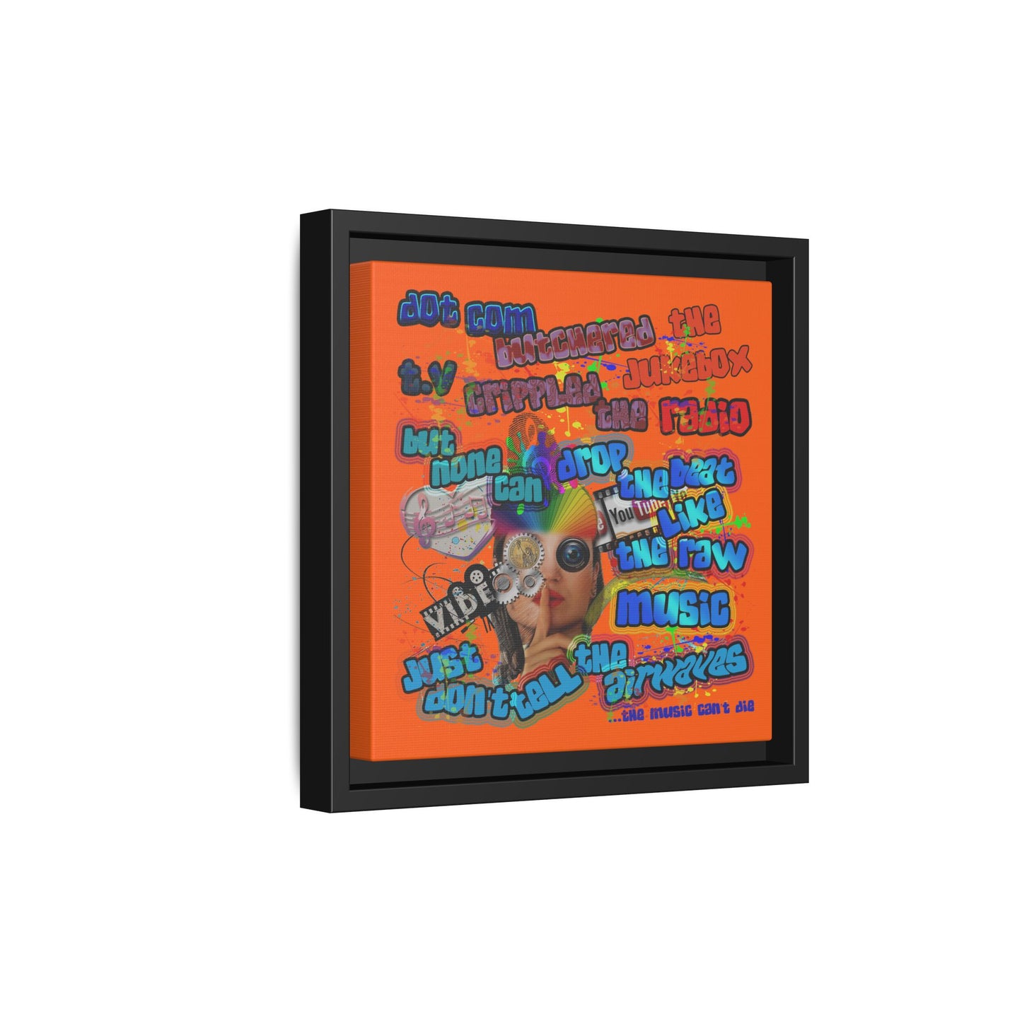drop the beat - framed canvas art (orange)