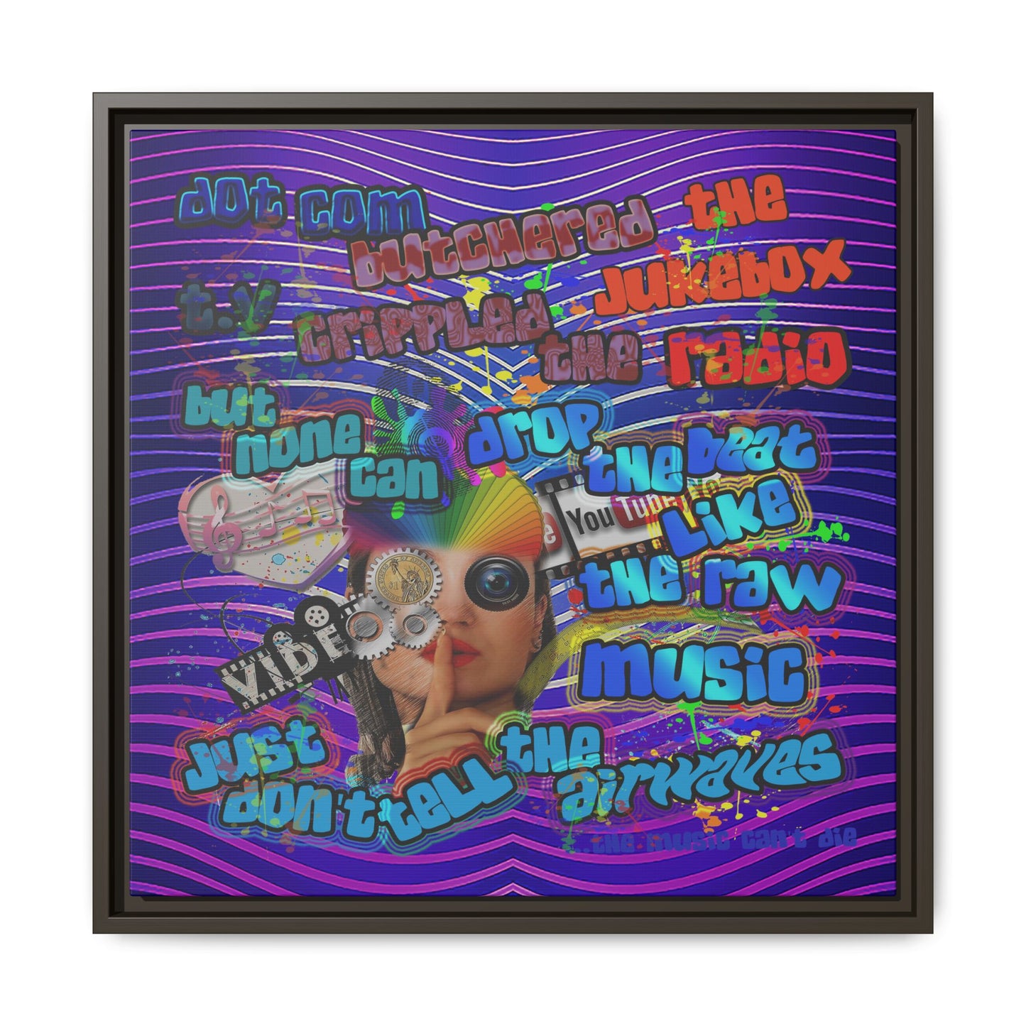 drop the beat - framed canvas art (purple wave)