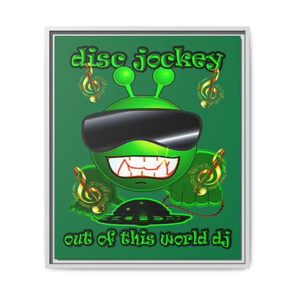 disc jockey - framed canvas art (dark green)