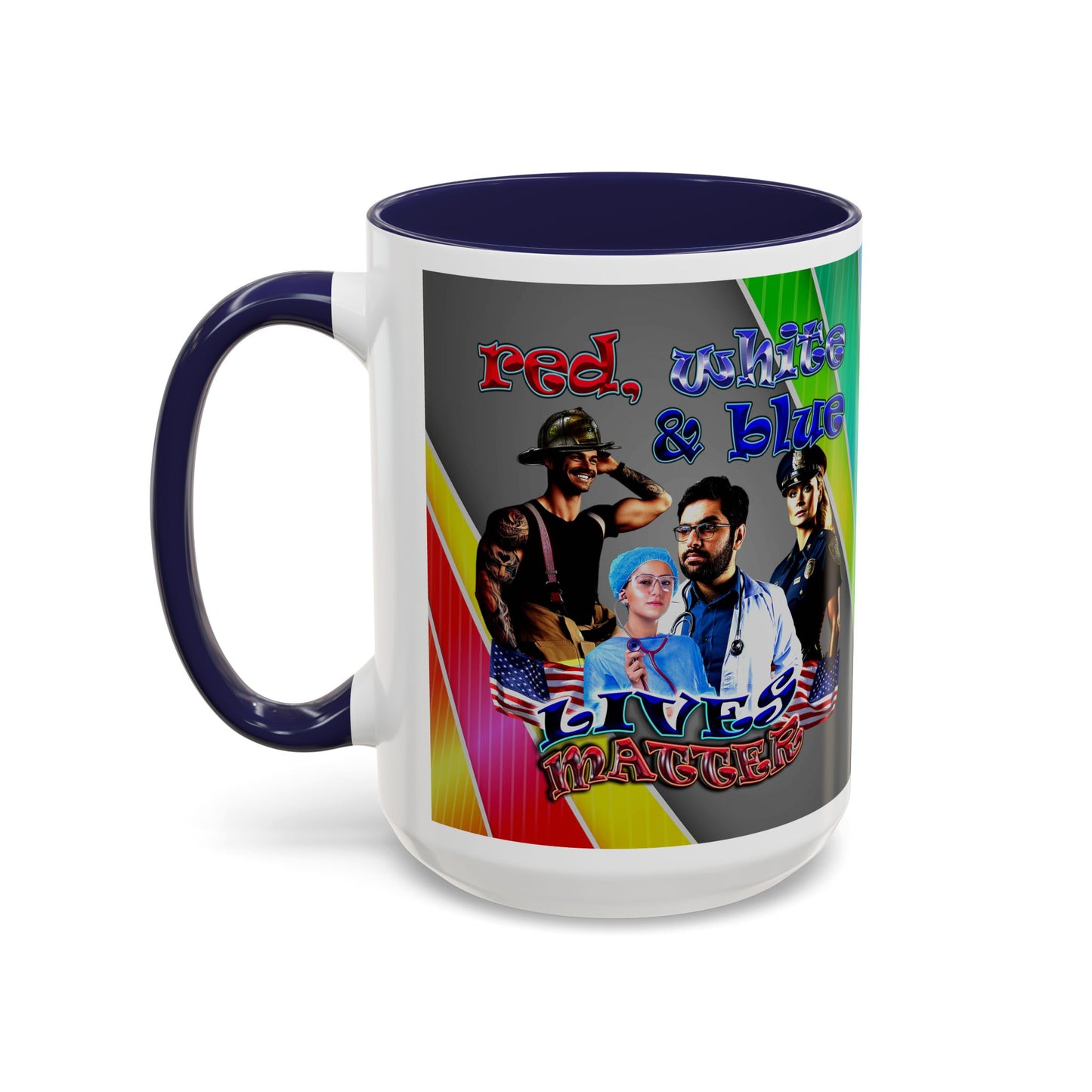 rw&b lives matter - Accent Mug (rainbow split)