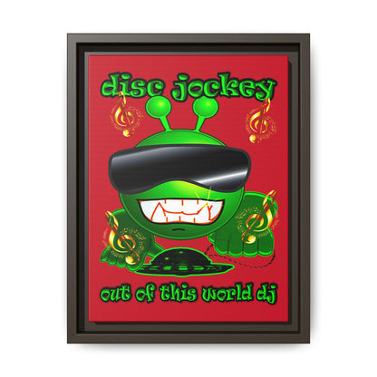 disc jockey - framed canvas art (dark red)