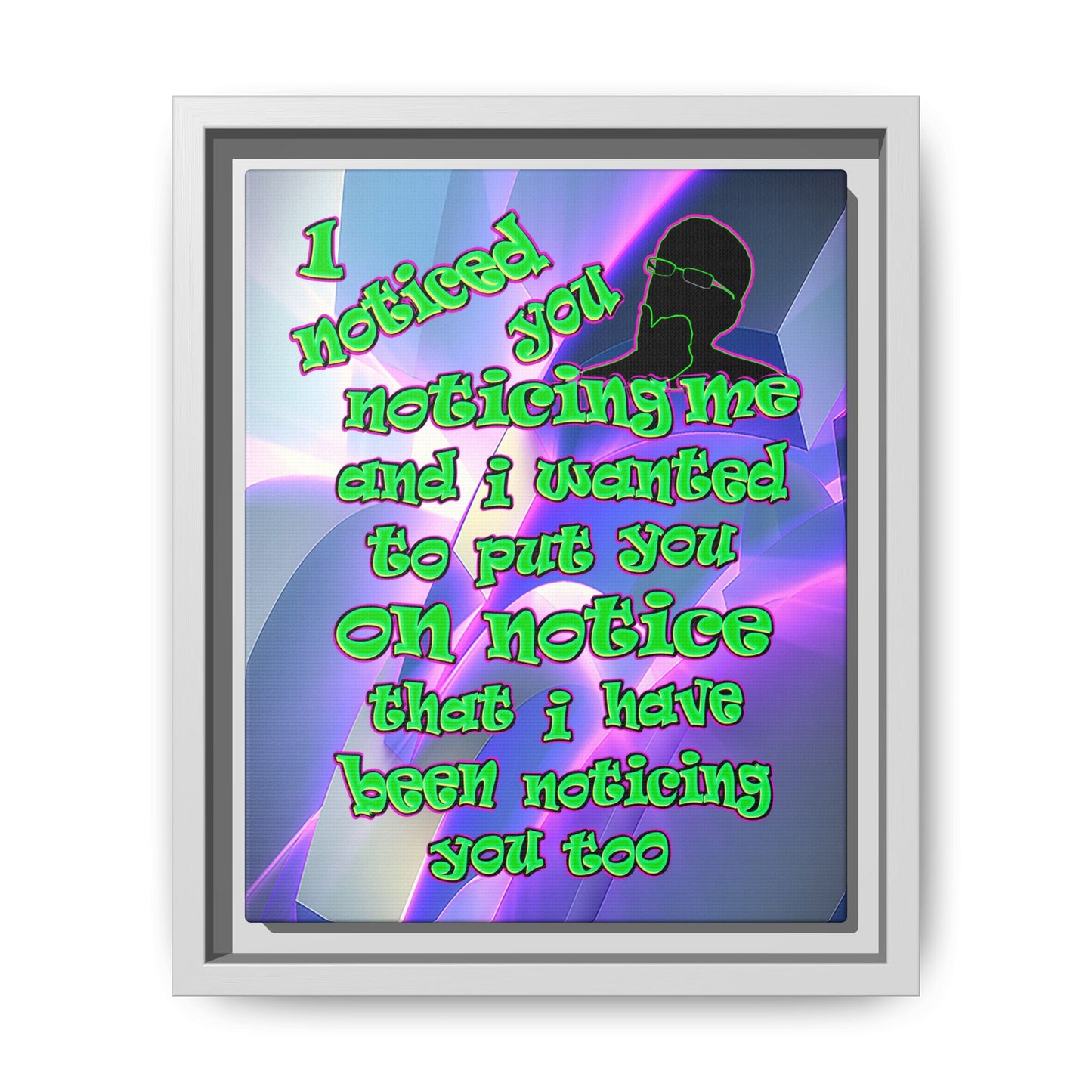 noticed you noticing - framed canvas art (grey-pink wave)