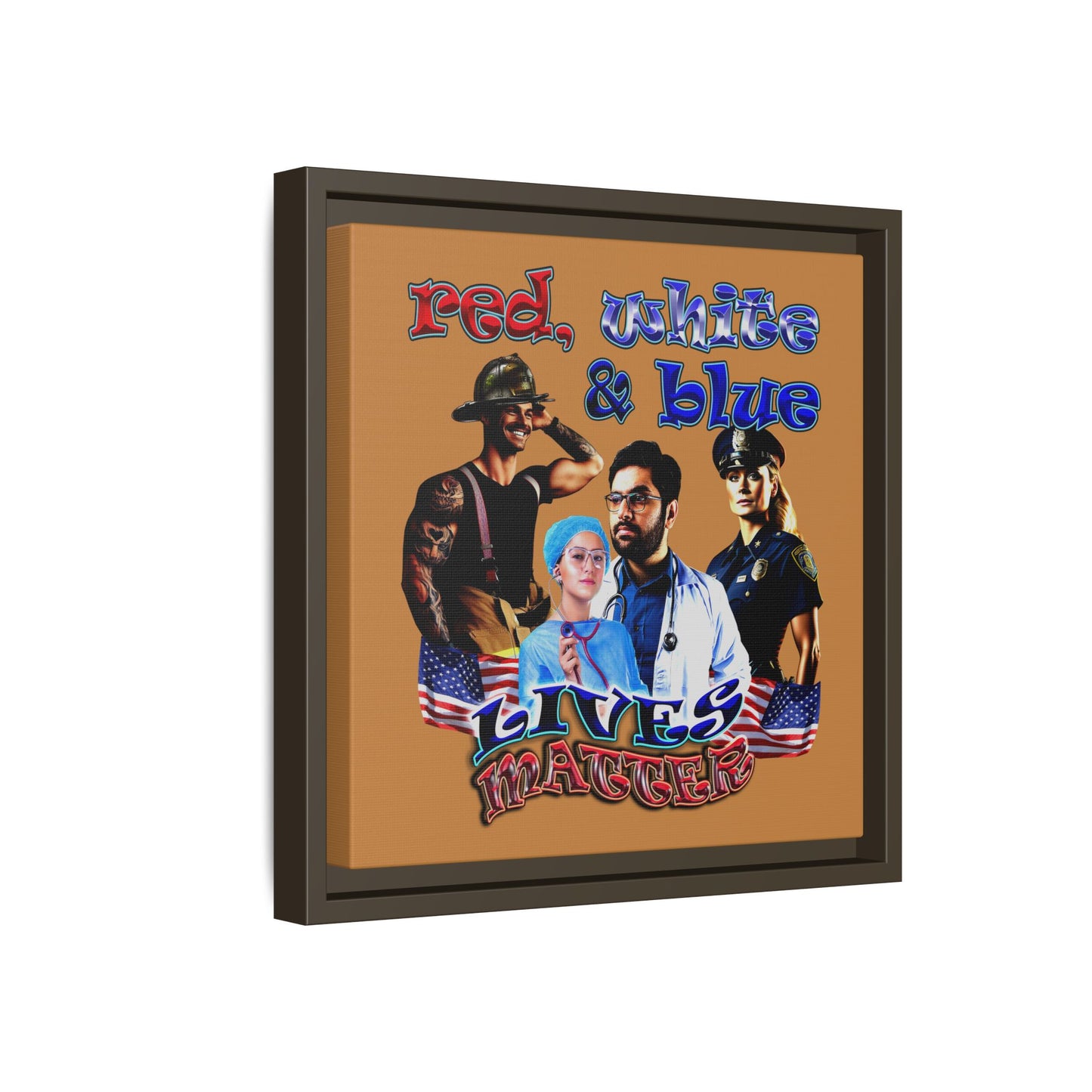 rw&b lives matter - framed canvas art (light brown)