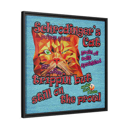 schrodinger's cat - framed canvas art (faded blue)