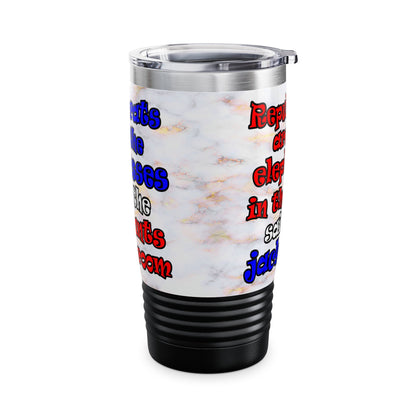 donkeys and elephants - Ringneck Tumbler, 20oz (white marble)