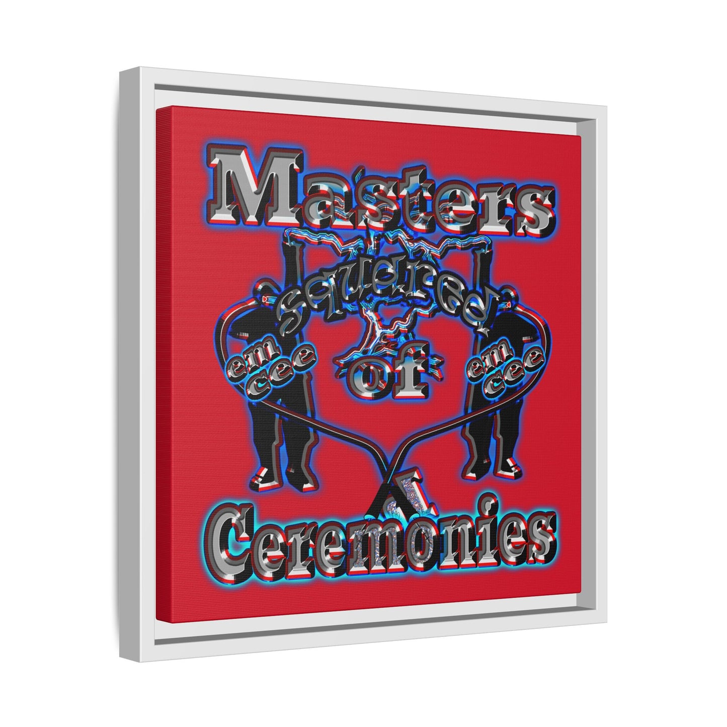em cee squared - framed canvas art (dark red)