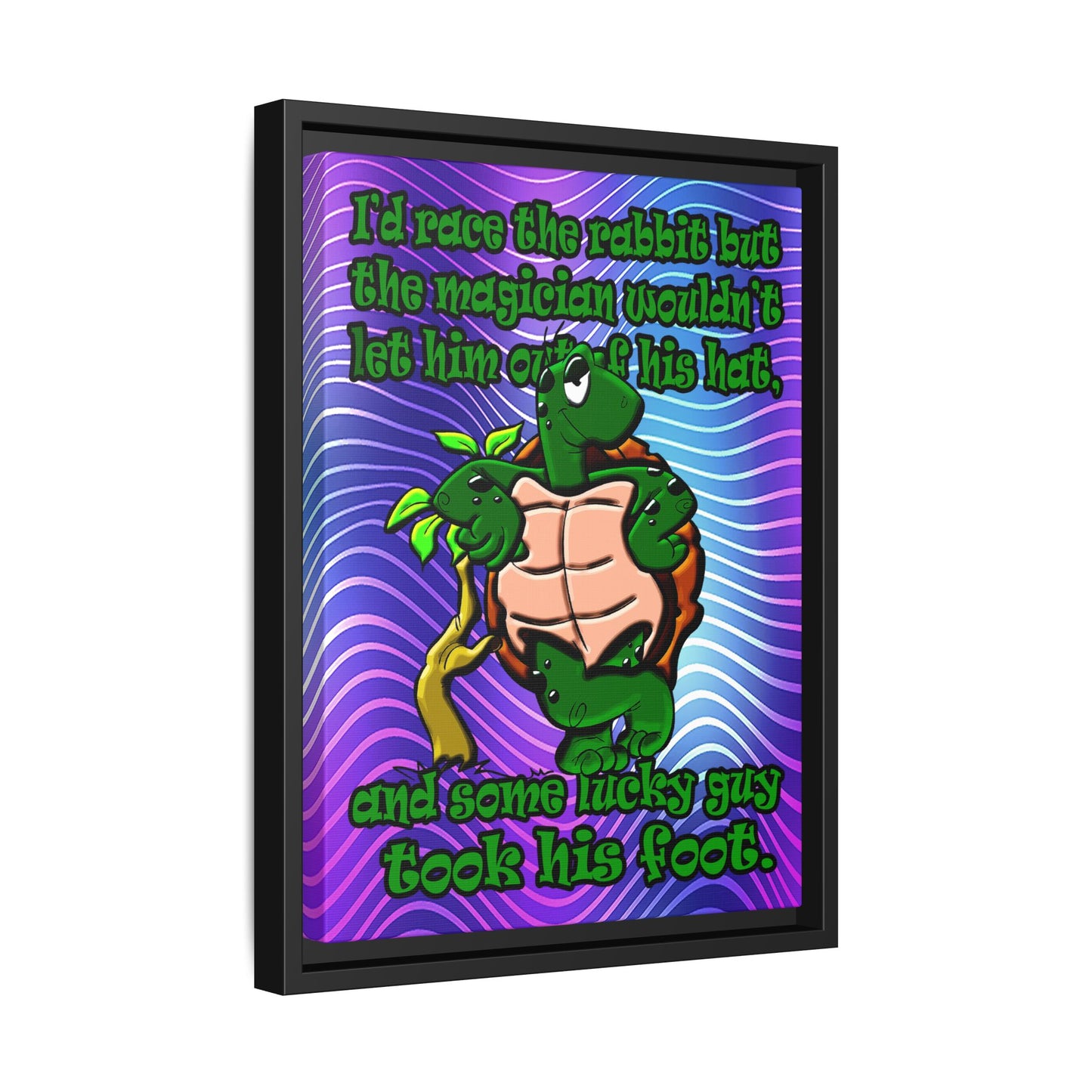 turtle race - framed canvas art (purple wave)