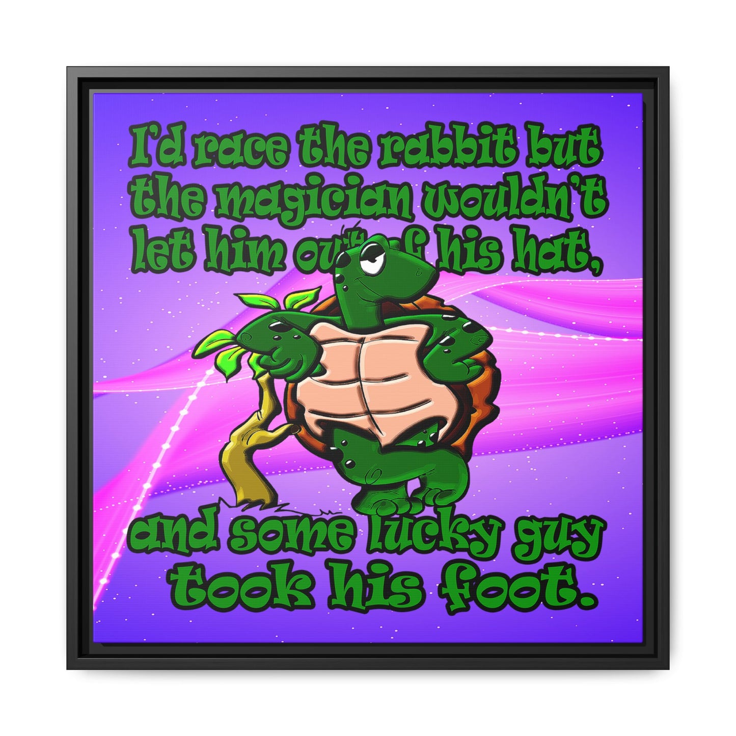 turtle race - framed canvas art (purple-pink wave)