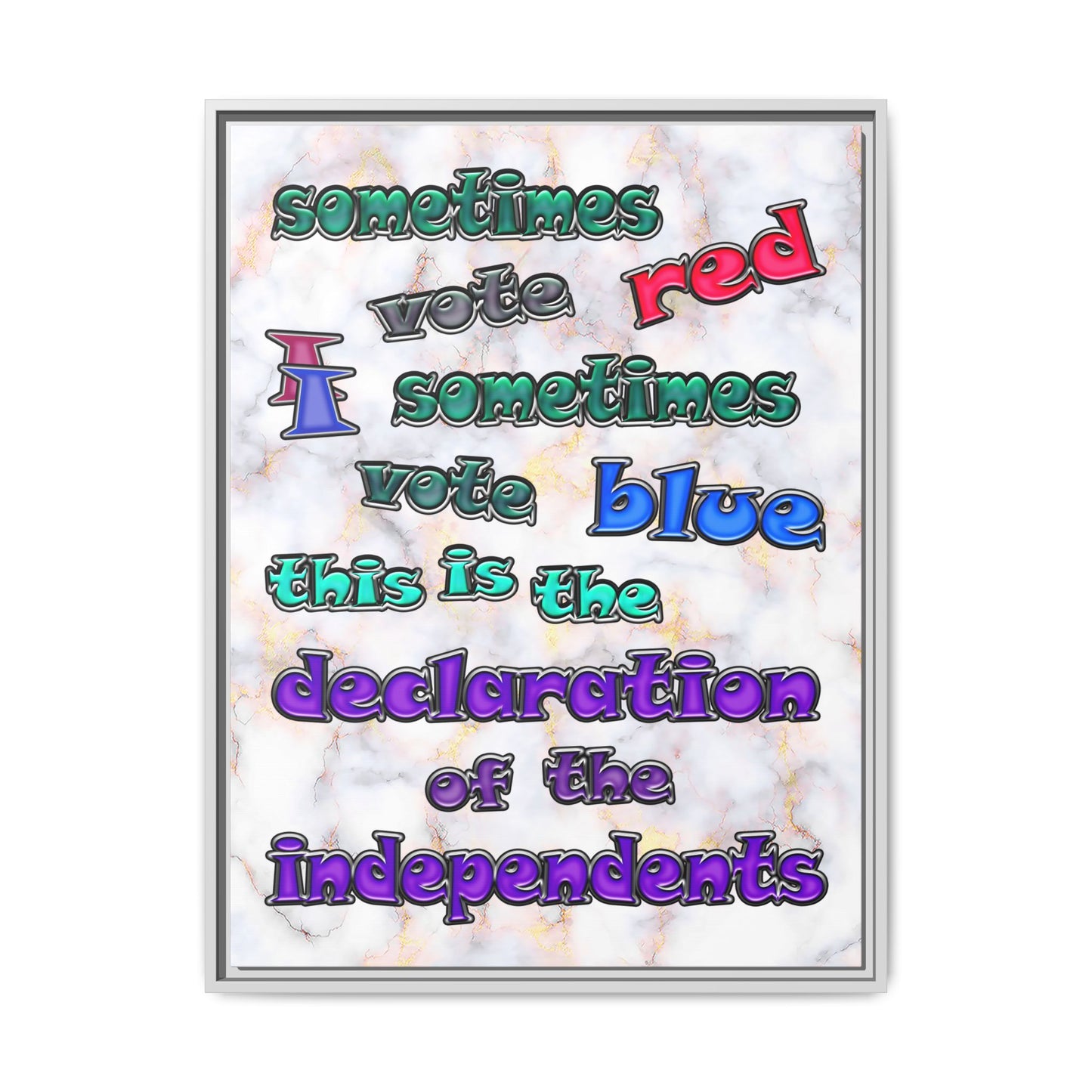 declaration of the independents - framed canvas art (white marble)