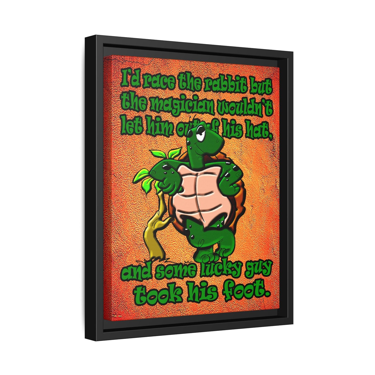 turtle race - framed canvas art (burnt orange)