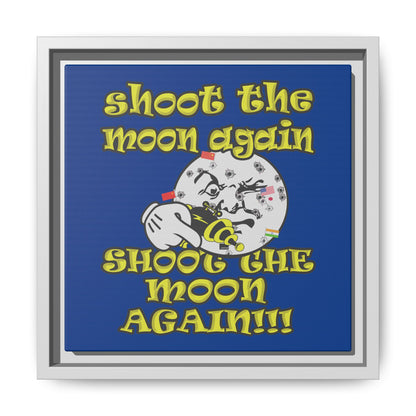 shoot the moon again - framed canvas art (dark blue)