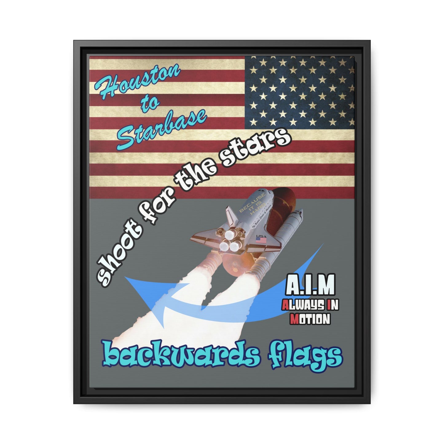 shoot for the stars - framed canvas art (dark grey)