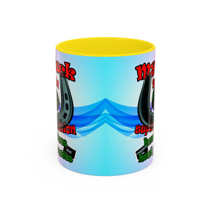 my luck - Accent Mug (light blue-pink wave)