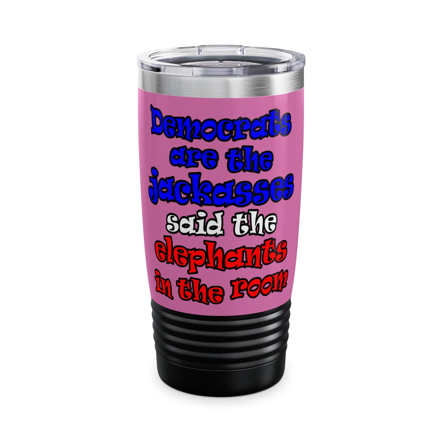 donkeys and elephants - Ringneck Tumbler, 20oz (light pink)