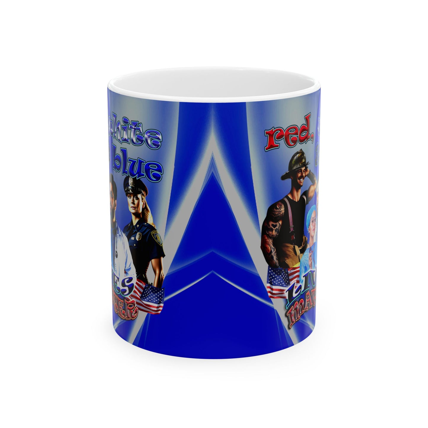 rw&b lives matter - White Mug (blue-white wave)