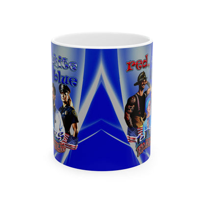 rw&b lives matter - White Mug (blue-white wave)