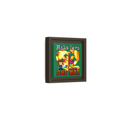 love peace - framed canvas art (dark green)