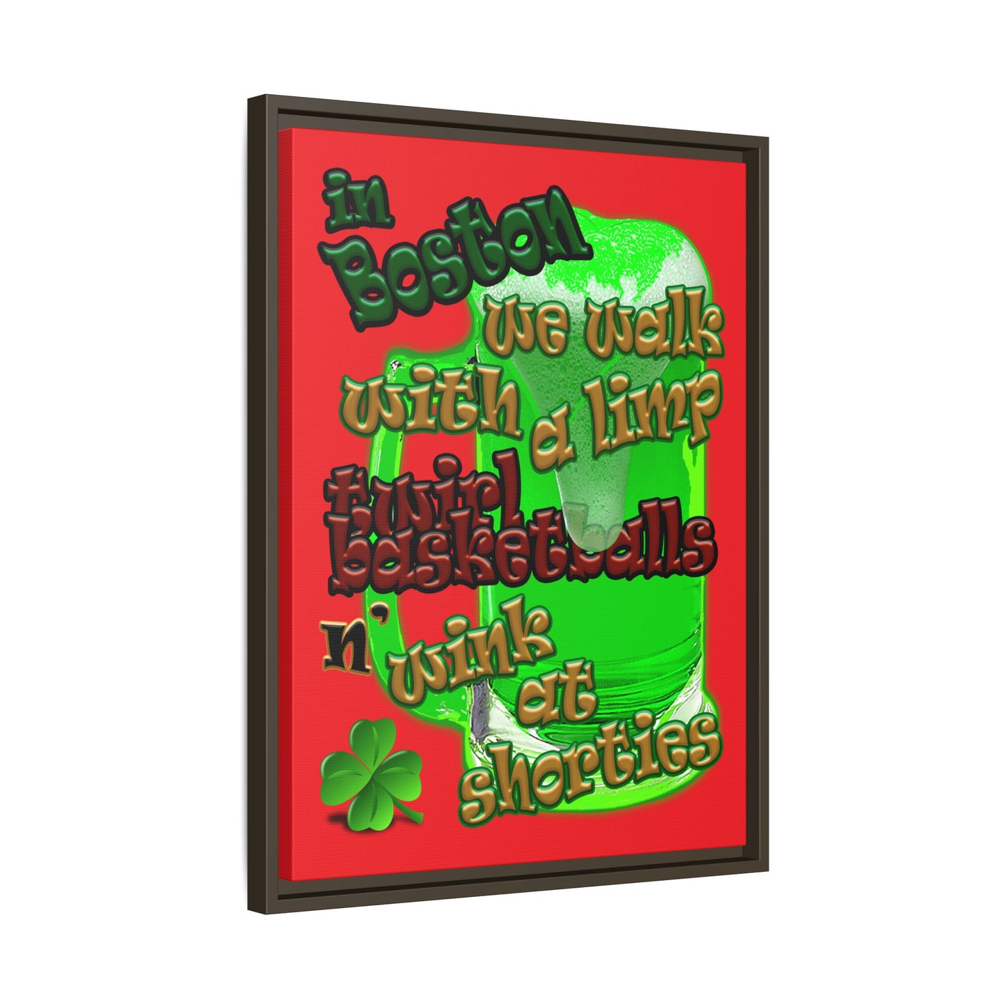celtics logo - framed canvas art (red)