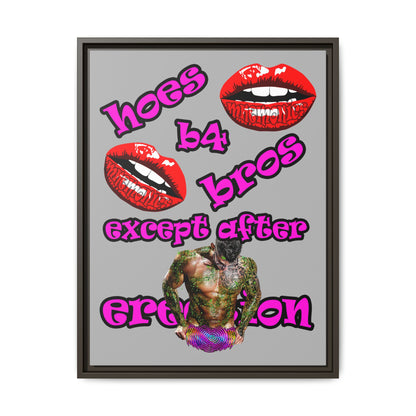 hoes b4 bros - framed canvas art (light grey)