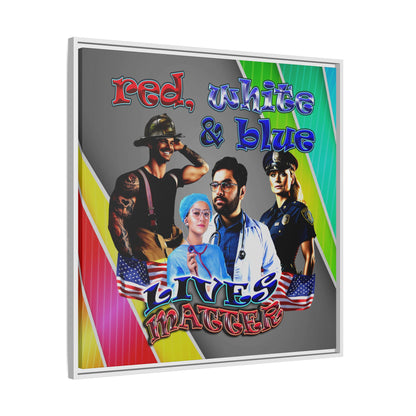 rw&b lives matter - framed canvas art (rainbow split)