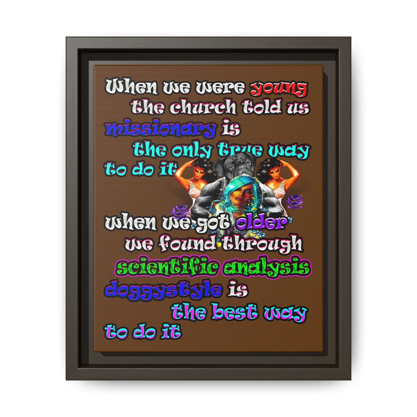 doggystyle - framed canvas art (brown)