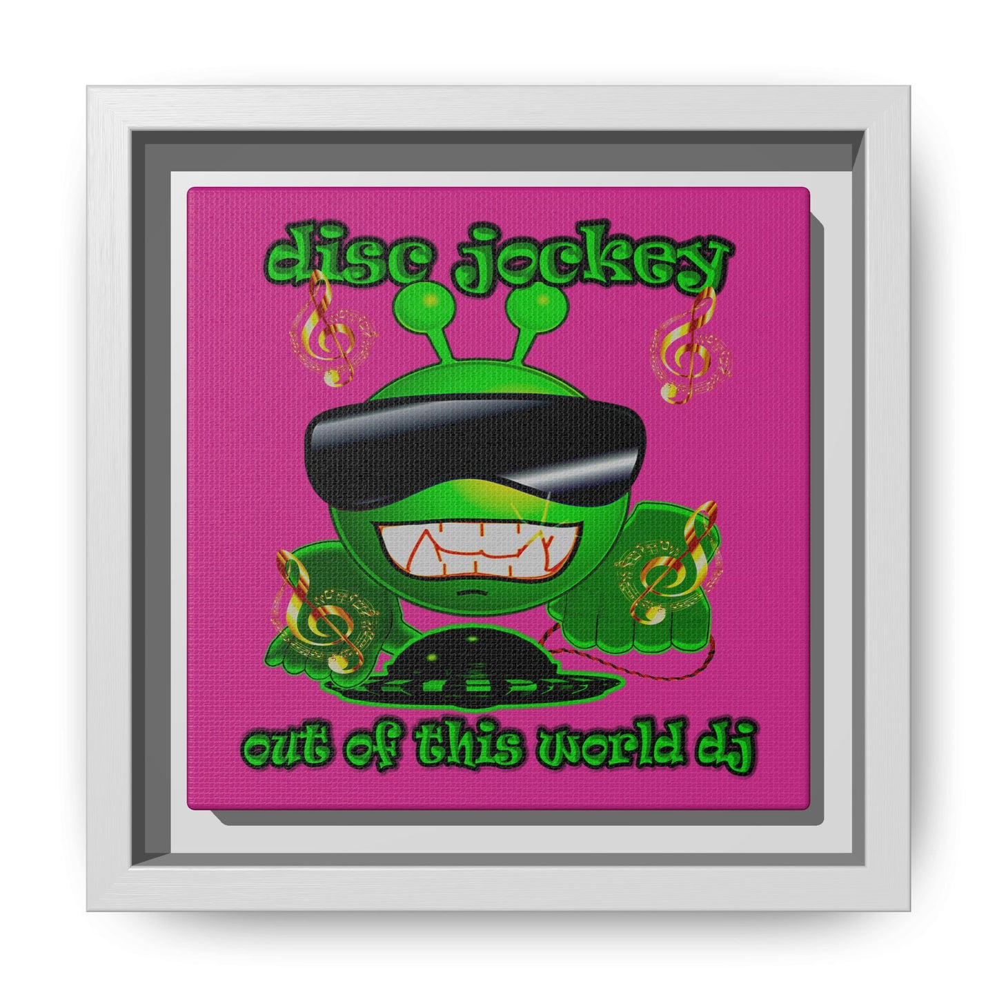 disc jockey - framed canvas art (pink)