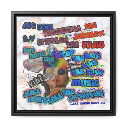 drop the beat - framed canvas art (white marble)