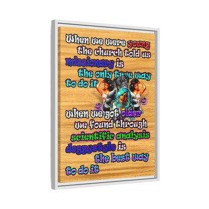 doggystyle - framed canvas art (butterscotch wood finish)