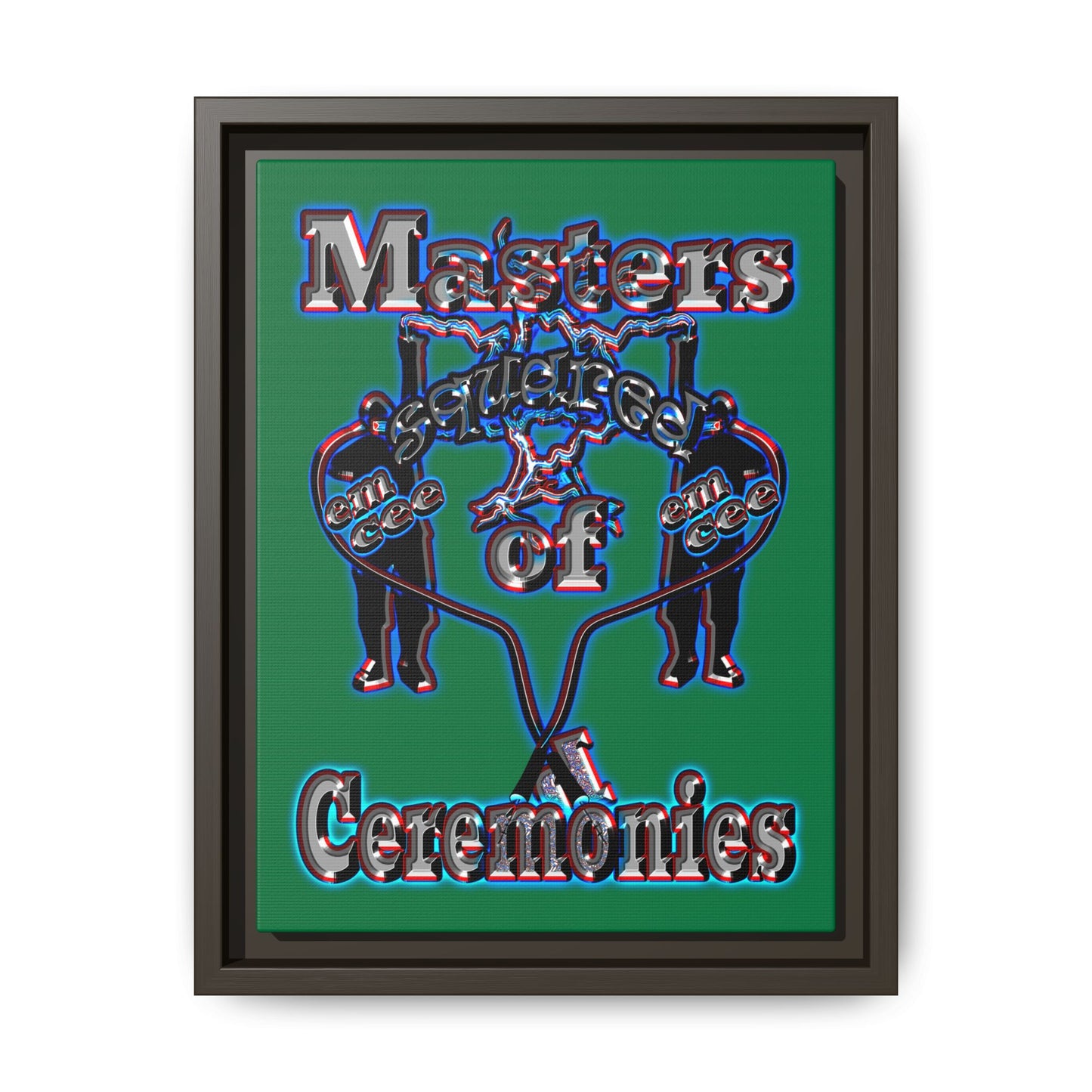 em cee squared - framed canvas art (dark green)