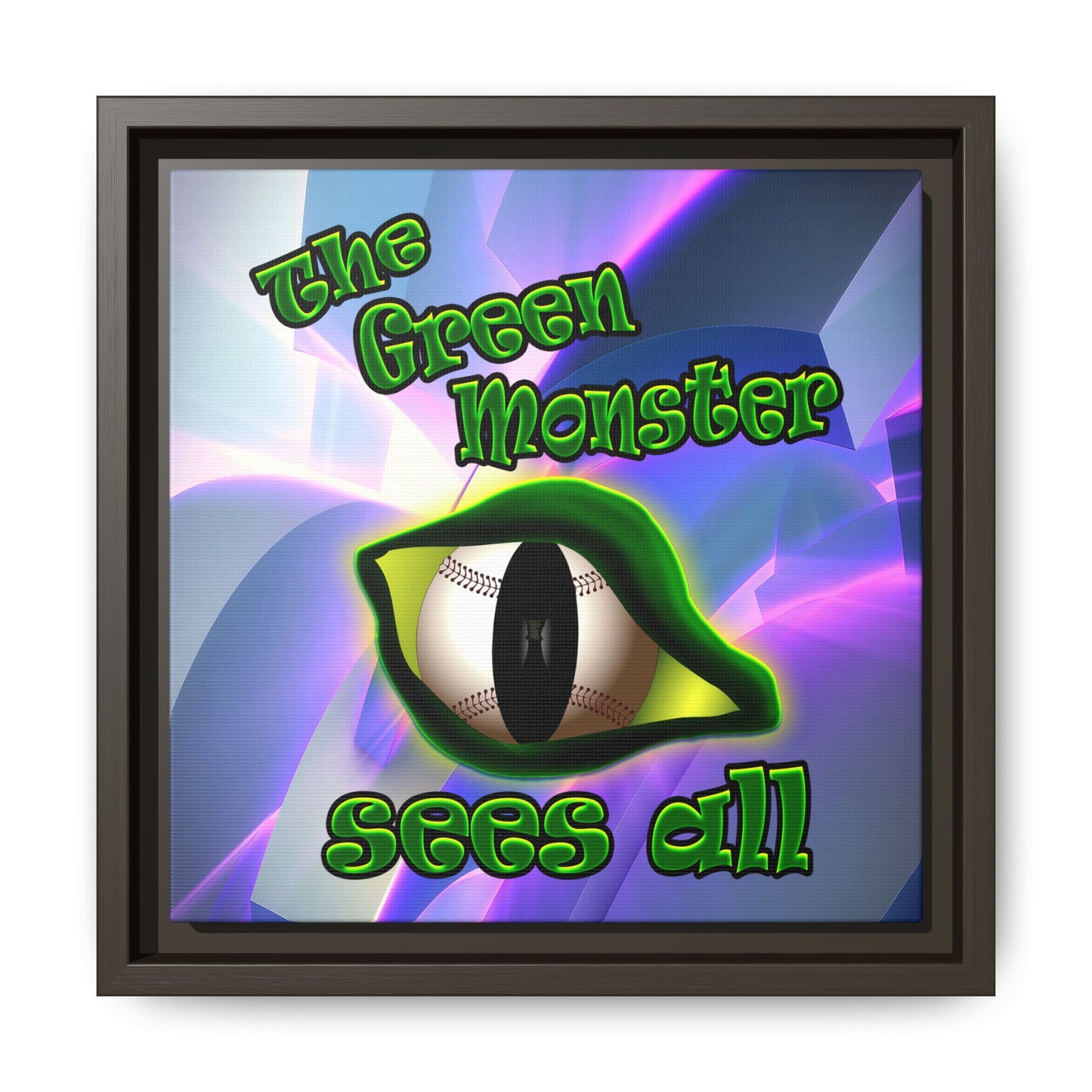 green monster - framed canvas art (grey-pink wave)